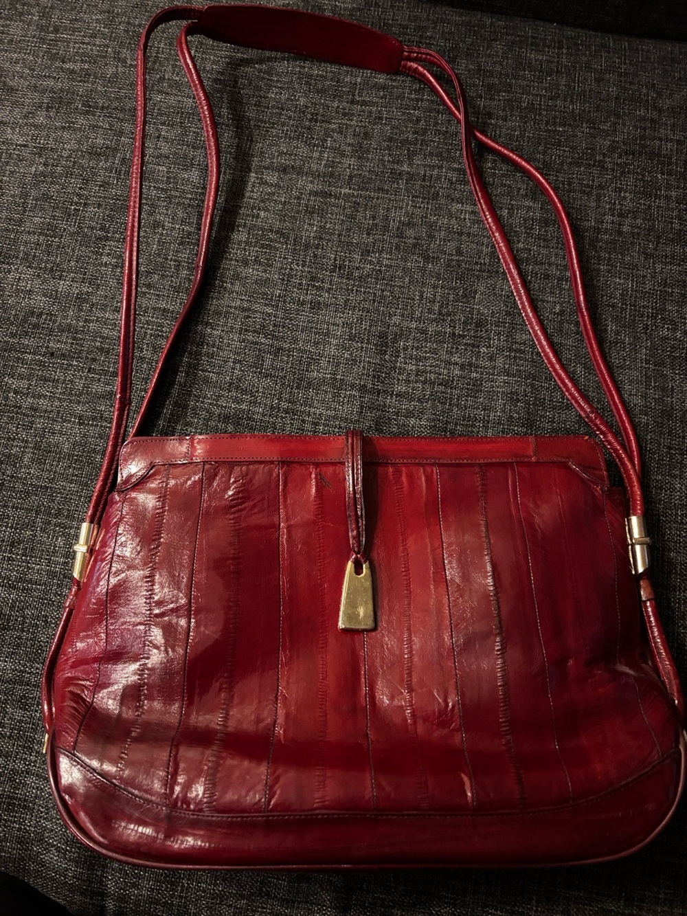 Genuine Eel skin Shoulder Bag / purse with Gold Accent